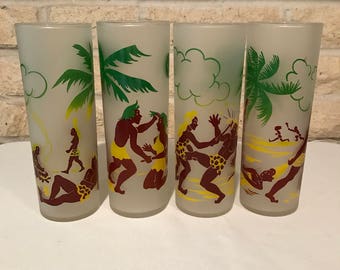 Vintage Federal Caveman Glass Set