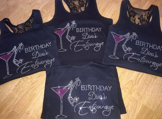 Download set of 4 birthday diva's entourage tank tops . Pink