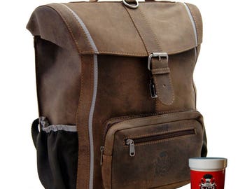 Boys' Satchel Backpack PESTALOZZI made of brown leather
