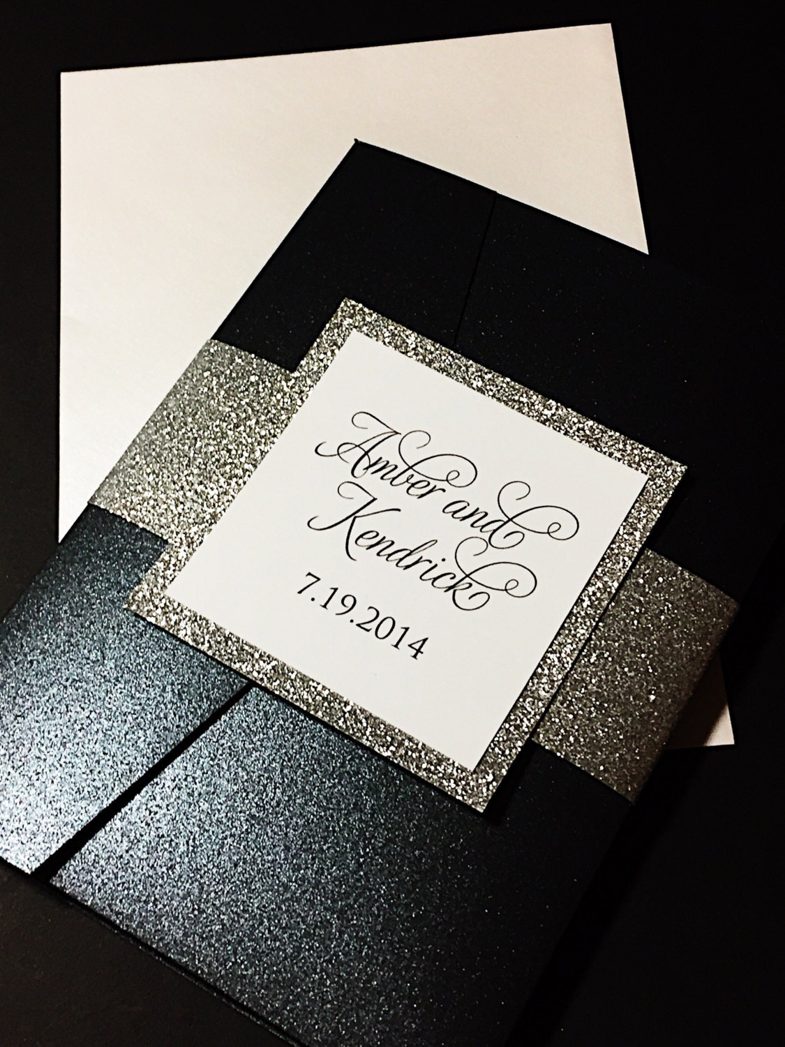 Glitter Wedding Invitation Glitter Script Wedding