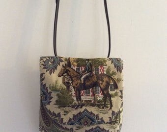 Blue Equestrian Horse Handbag Purse