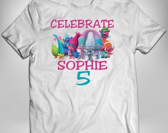Troll Iron On, Poppy Iron On Transfer, Troll Birthday Shirt, Trolls Birthday Shirt, Custom Birthday Shirt, Heat Press, Heat Transfer