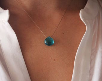 Blue topaz necklace. Minimalist necklace. Blue topaz minimalist necklace. December Birthstone. Ready to ship