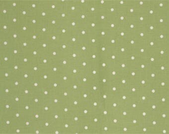 Free Spirit Fabrics, Tanya Whelan, Barefoot Roses Legacy Collection Dots Green and White