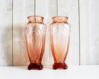Blush Pink Glass Vase - Wedding vase centerpiece, Art deco vase, French flower glass vase, Blush Glassware, Antique pink glass vase, D388