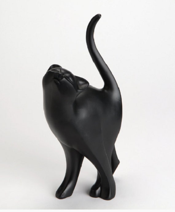 Large statue of black cat Felixia resin height