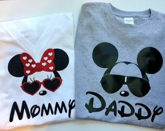 Minnie or Mickey Mouse Mom and Dad shirts or Family Shirts
