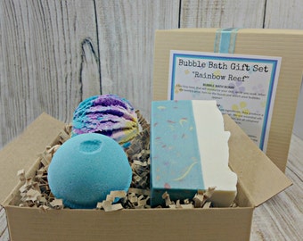 Bubble Bath Gift Set / Rainbow Bath Bomb Gift Set / Birthday Gift Set / Bath and Body Set / Rainbow Bath Bomb Gift Set / Get Well Gift Set