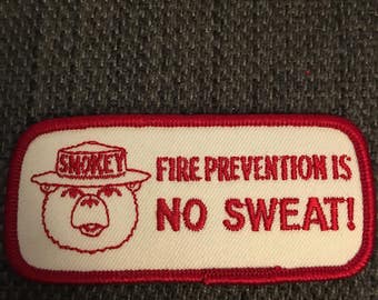 Vintage Smokey the Bear Patch - fire prevention no sweat only you can prevent forest fires national parks ranger