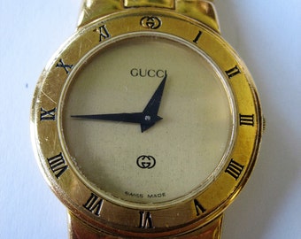 Authentic Vintage GUCCI 3300L Gold Plated Swiss Made Quartz Watch for Women