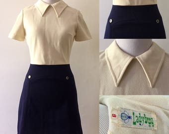 Xs/S 1960s Ladybug Mod Colorblock Scooter Dress