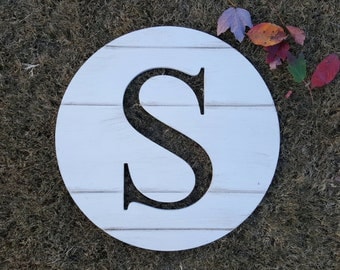 Wooden Letter Round - Shiplap Look - Farmhouse - 20