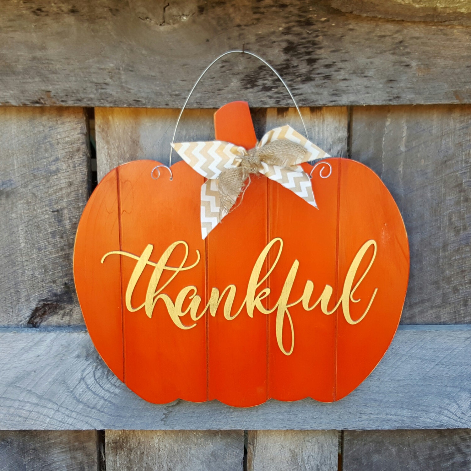 Wooden Pumpkin Door Hanger Rustic Pumpkin Fall Decor