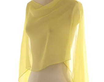 lemon chiffon scarf light yellow shawl, plant dyed scarf, sheer silk chiffon, eco dyed scarf eco gift accessory, spring summer scarf wedding