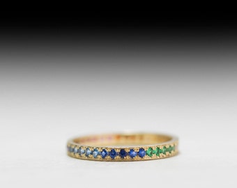 Eternity ring - Rainbow ring - Emerald ring - Ruby ring - Sapphire - Blue topaz