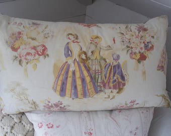 Vintage crinoline ladies print cushion pillow c1930s