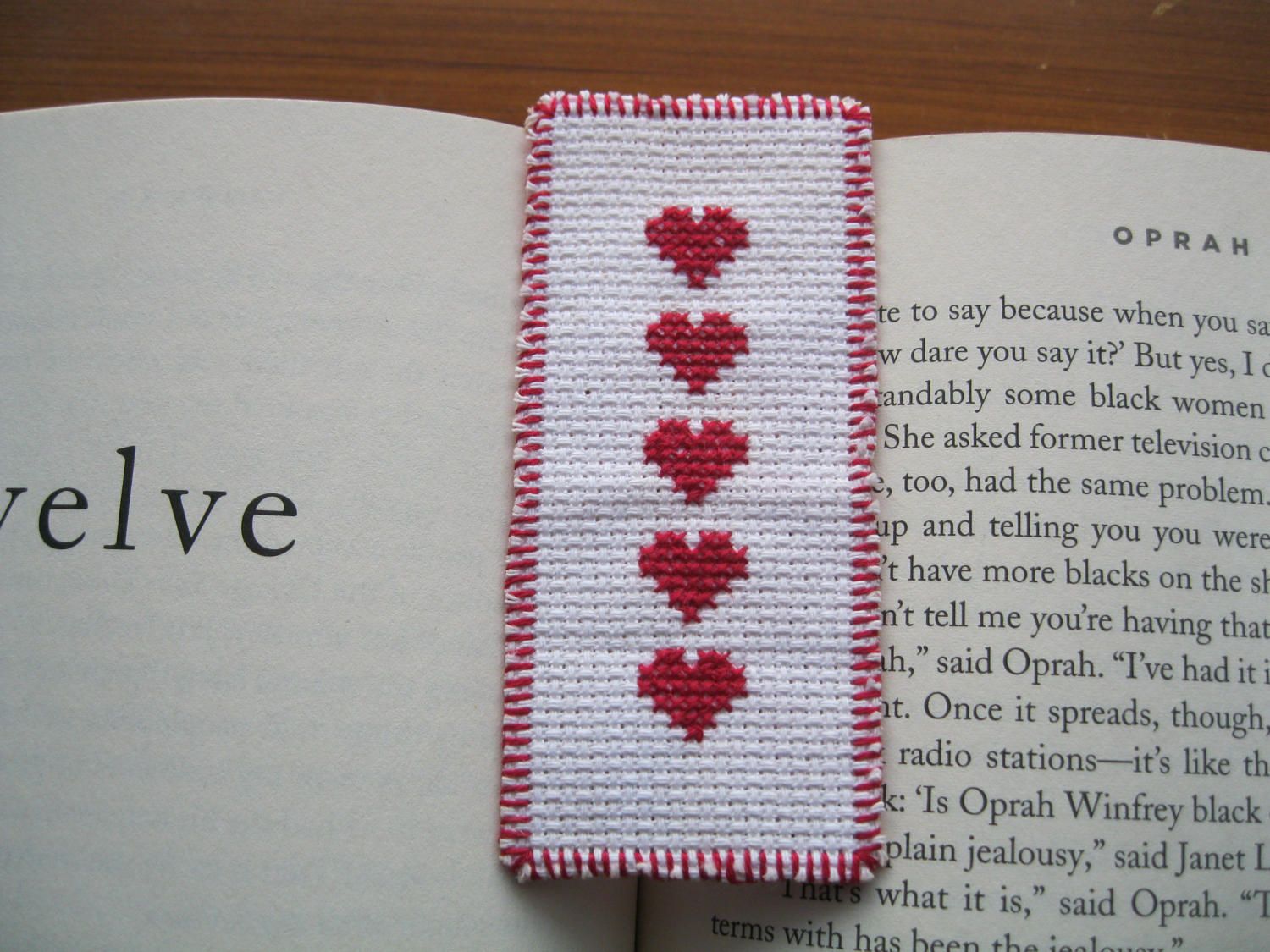 Religious Christian Cross stitch Bookmark embroidery five red