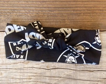 Oakland raiders headwrap, raiders headband,womens raiders headband, raiders baby headband, raiders head wrap