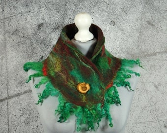 felted scarf shawl, woolen scarf, felt scarf, felted collar by Feltmondo