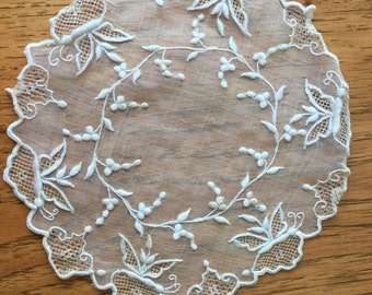 Handmade Point De Gaze Doilies 6 Inch Set of 5