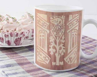 Watercolor Ceramic Mug | Pelican | Birds | Medieval Art | 11 Ounces | Coffee Mug | Watercolor Illumination | 12th Century | Watercolor