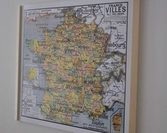 Reproduction of old school map N 5 cities by Vidal Lablache France