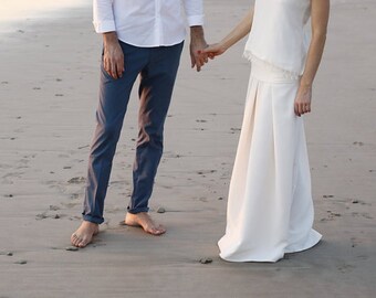 Long pleated skirt in silk