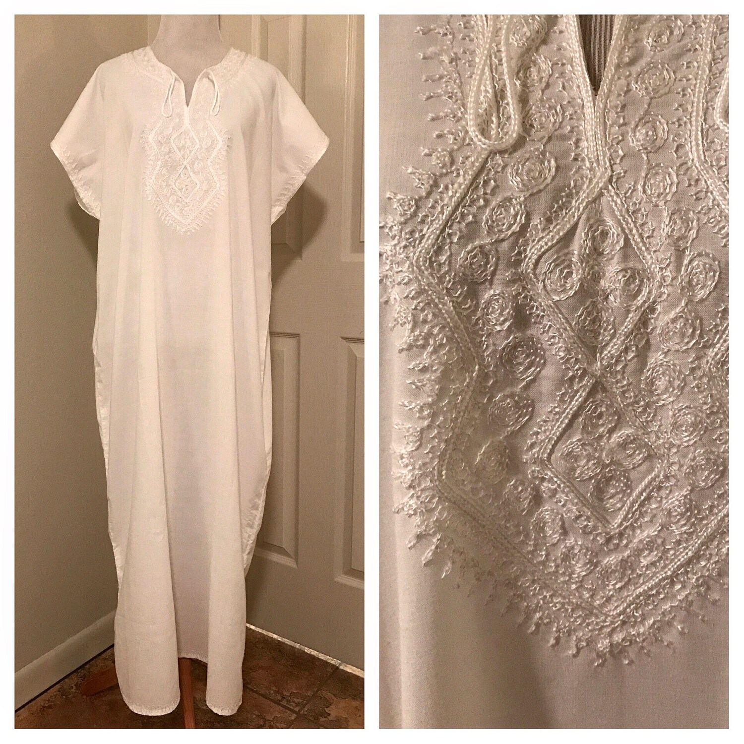 white cotton caftan