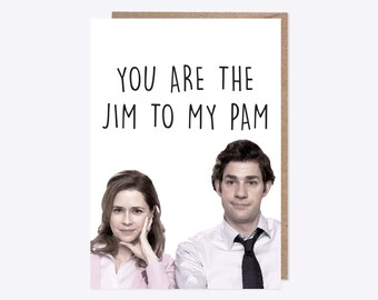 The Office USA | Watercolour Jim and Pam Greetings Card | You're the Jim to my Pam | Valentines, Romance, Anniversary |