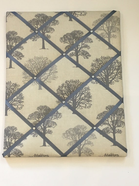 Fabric Padded Message Board Notice Board Grey Trees 3