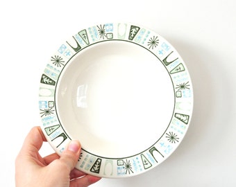 Taylorstone Cathay Cereal Bowls, Mid Century Modern Atomic Starburst Design, Taylor Smith and Taylor, Soup Bowls, Ceramic, Set of Two