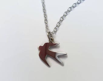 Little Sterling Silver Bird Necklace. Swallow necklace. Swift necklace.