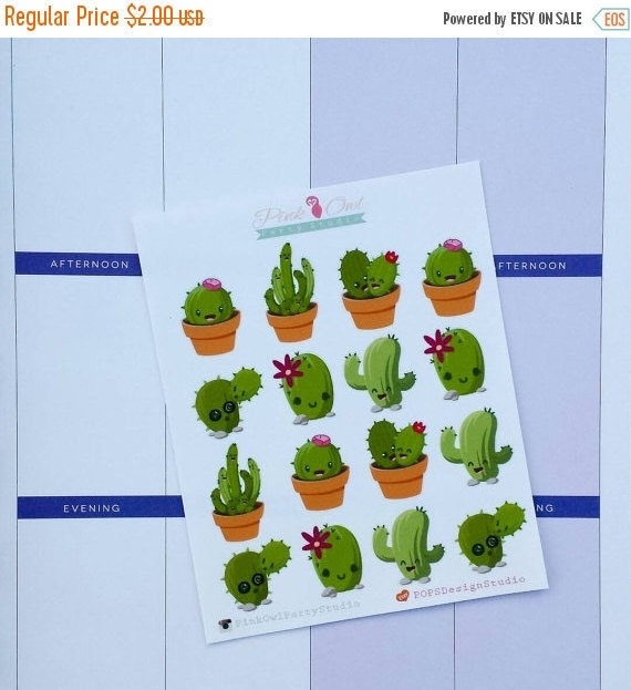 Cactus Emoji Daily Planner Stickers