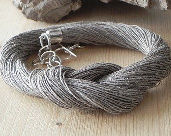 Linen Necklace Knot Necklace Linen Fiber Necklace Natural Linen Linen Cord Necklace Beach Jewelry Eco Style Jewelry Braided Necklace Grey
