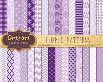 70% OFF Purple Digital Paper, baby shower digital paper, purple patterns backgrounds, scrapbook paper instant download commercial use