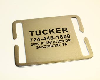 Slide On Dog Tag Pet IDs Stainless Steel Blank for Straps Bands Belts Dog Collars Dog Leashes Handmade Polished 4-5 lines with 16 symbols