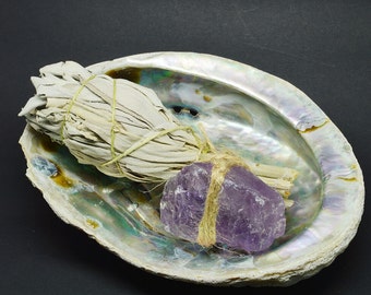 Smudge Kit Abalone shell, Amethyst & White Sage WSHAME01