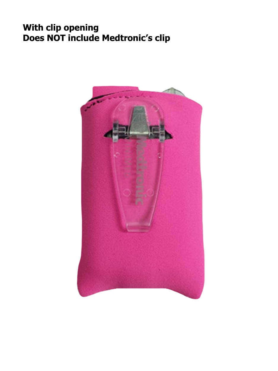 Solid Black Pink or Blue Insulin Pump Case Pouch with Clip