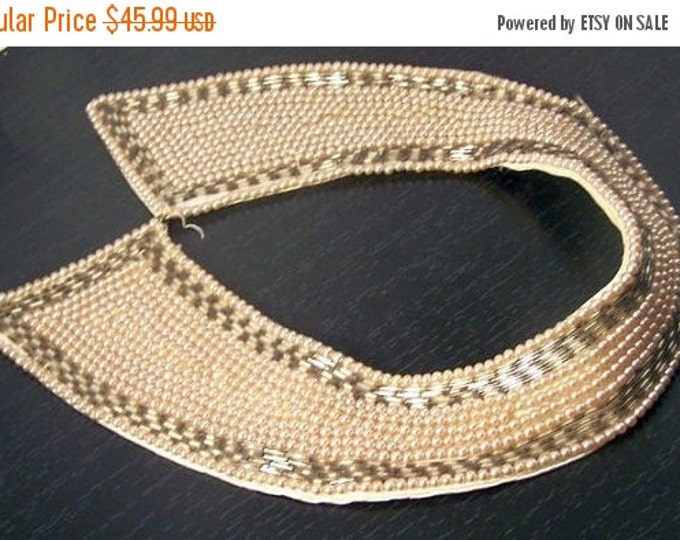 Storewide 25% Off SALE Antique Bugle Beaded Faux Pearl Collar Wrap Featuring Lovely Cream Tones