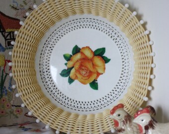 Vintage retro kitsch woven plastic basket