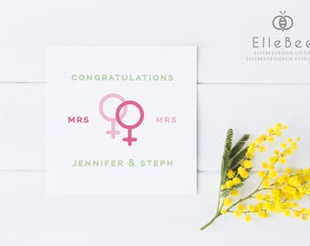 Lesbian Wedding Card / Same Sex Wedding Card / Gay Wedding Card / Mrs & Mrs / Wedding Card / Congratulations Card / LGBT / Elle Bee