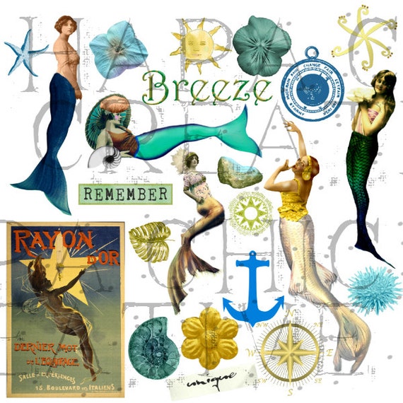 vintage mermaid clipart - photo #26