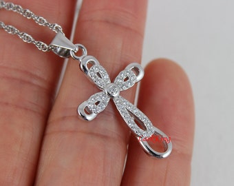Sterling silver cross necklace, infinity cross necklace, cross necklace women, silver cross, girls cross necklace, , cross gifts, NE8246