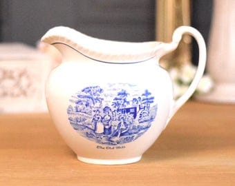 Vintage jug or pitcher, French style 'Toile de Jouey' pattern, English ironstone from Royal Worcester