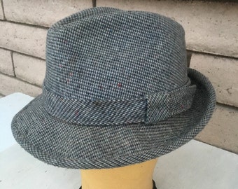 Vintage Men's Tweed Fedora by Dorfman-Pacific Size 6 3/4-6 7/8