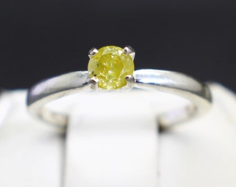 Very Rare Canary Yellow Diamond Engagement Ring (.24cts 3.89mm) Size 4