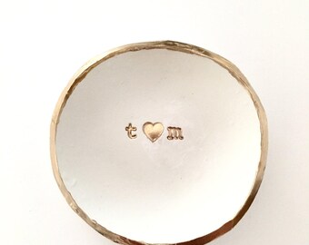 Personalized Clay Ring Dish, Wedding Gift, Weddimg Ring Tray, Anniversary Gift, Bridal Shower Gift, Ring Holder, Jewlery Holder