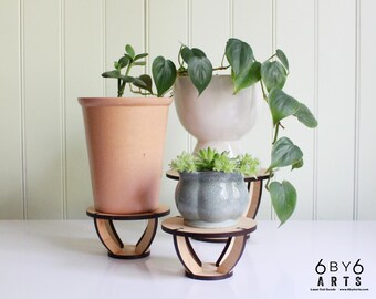 Laser Cut Maple Wood Plant Stands