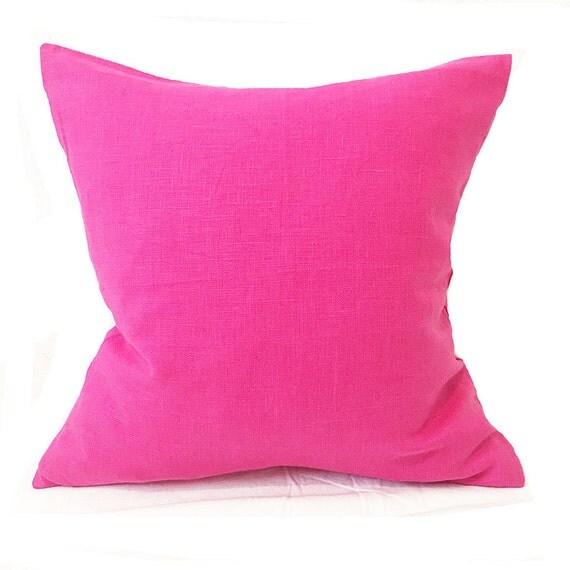 Plain Linen Cushion Hot Pink Cushion Plain Cushion Pink
