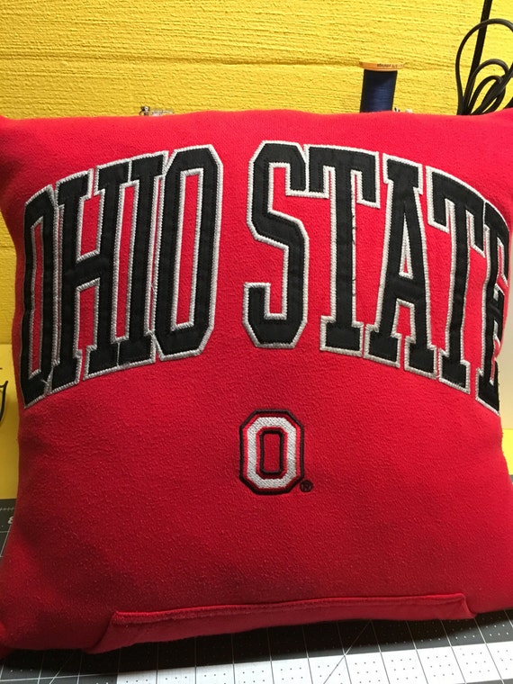 Columbus Ohio logo sweatshirt Pillow 16x16 Upcycled One of a